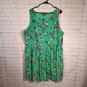 NWT BB Dakota Floral Lined Sun Dress, Size 22, Grass Green Sleeveless
